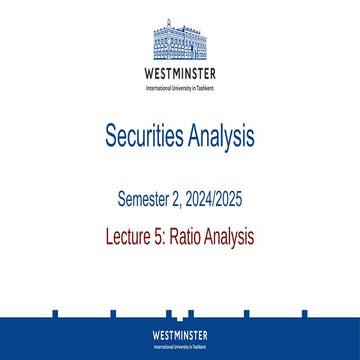 Security Analysis lecture ( Ratio Analysis)