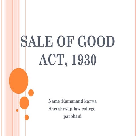Sale of good act,1930