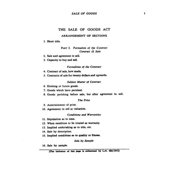 Sale of goods Act 1930