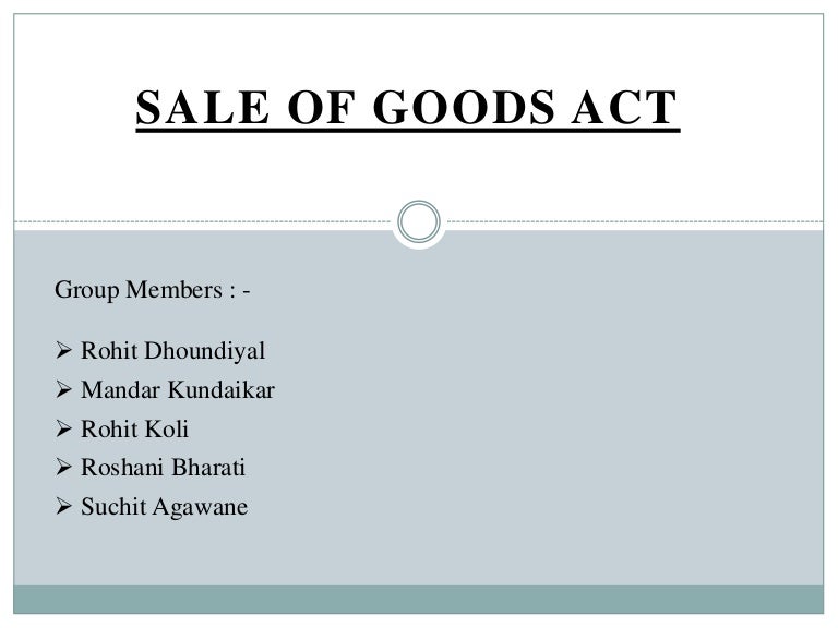 Sale of Goods Act