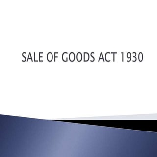 Sale of goods act 1930