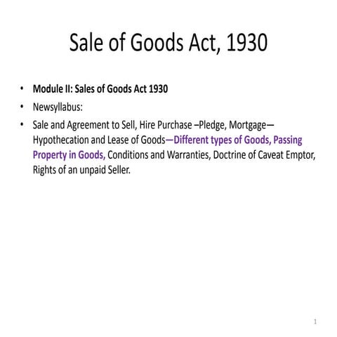 Sale of goods act 1930