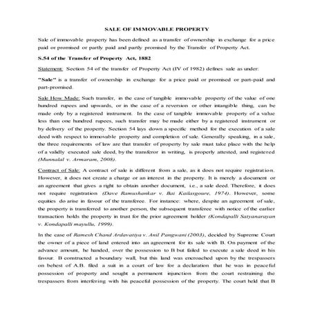 Sale of immovable property vaibhav goyal