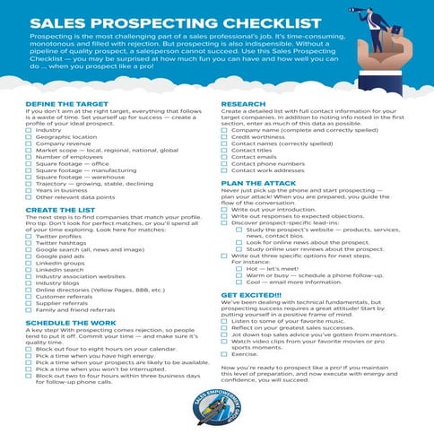 Sales Prospecting Checklist - Sales Empowerment Group