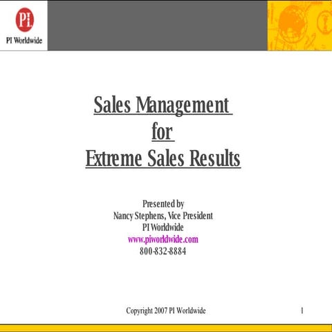 Sales Management For Extreme Sales Results