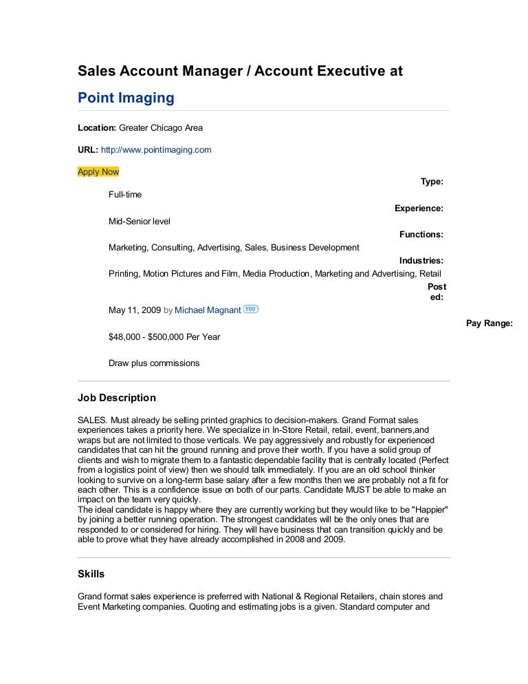 Senior Account Manager Job Description Advertising Advertising 