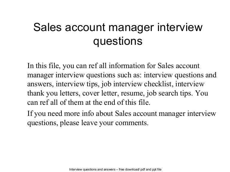 sales account manager interview questions