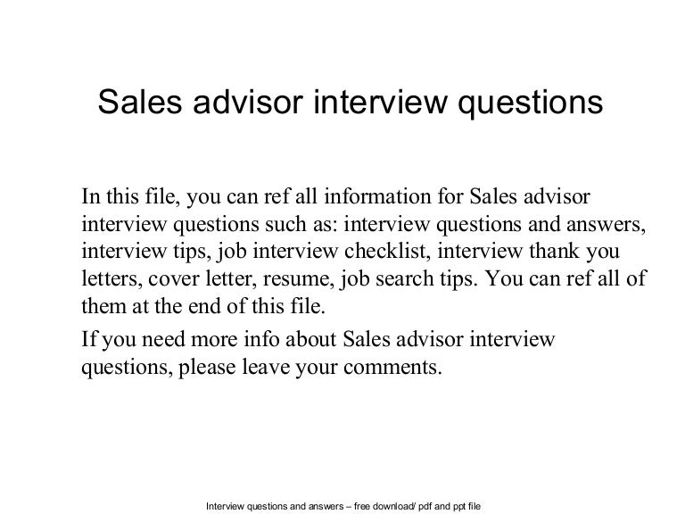 sales advisor interview questions