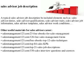 sales advisor interview questions