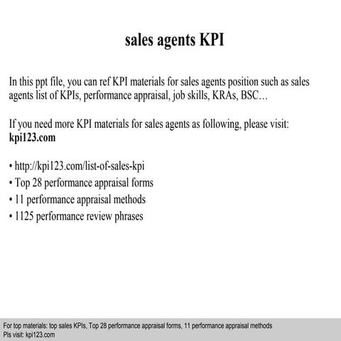 Sales agents kpi