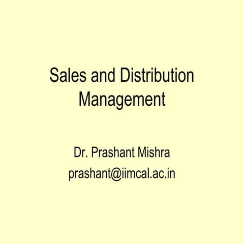 Sales And Distribution Management