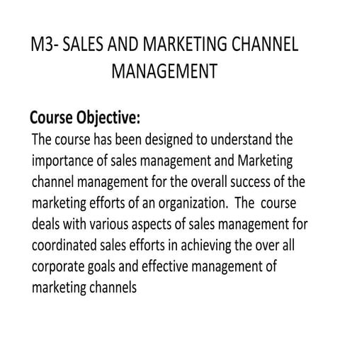 Sales and Marketing Channel Management