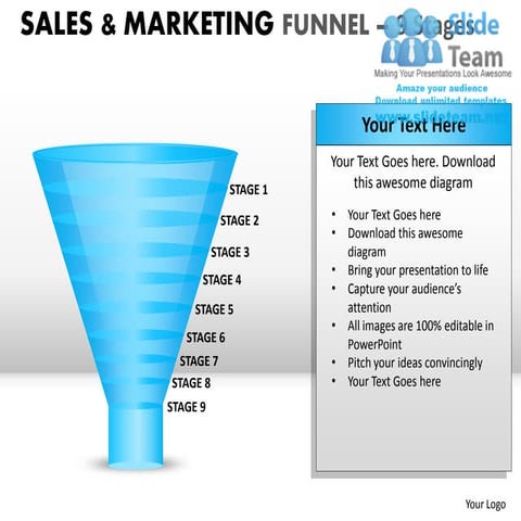 Sales and marketing funnel 9 stages powerpoint presentation slides ppt ...