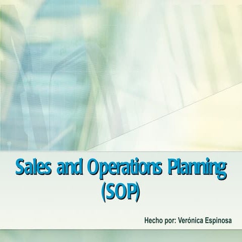 S&OP (Sales and Operations Planning)