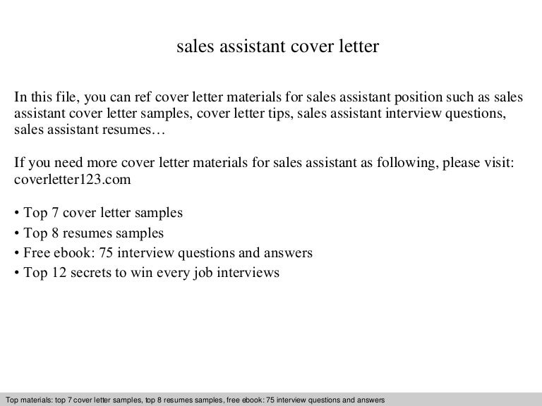 sales assistant cover letter sample