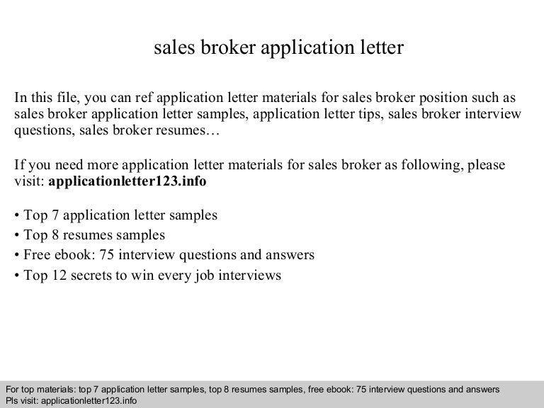 Sales broker application letter