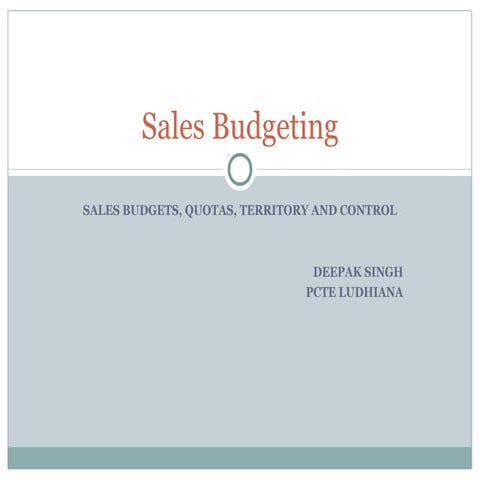 Sales budgeting