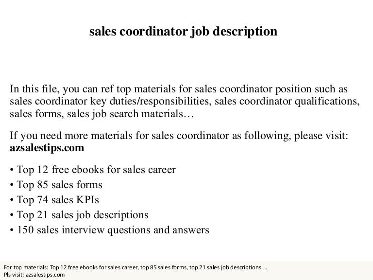 sales coordinator job description