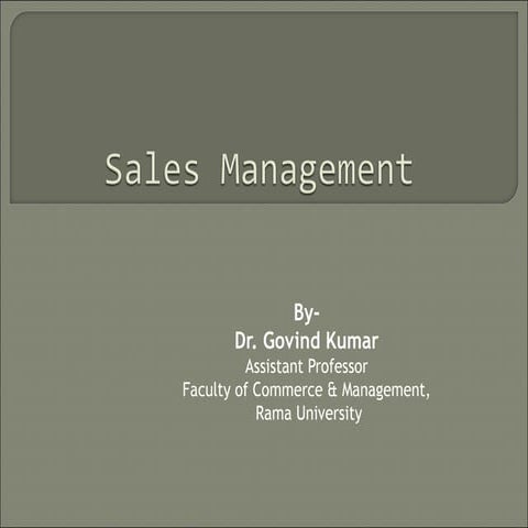 Sales & distribution management by Govind Kumar
