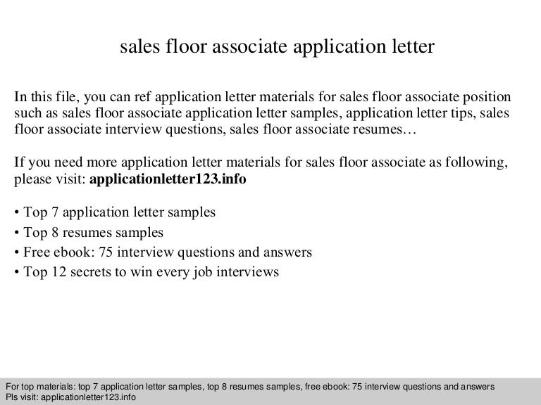 Sales Floor Associate Application Letter