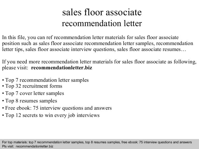 Sales floor associate letter