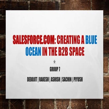 Salesforce.com:  B2B blue ocean strategy