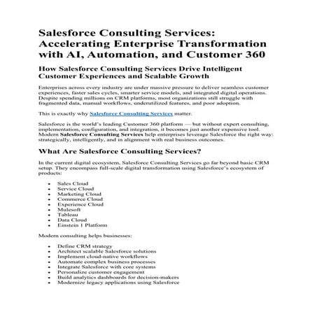 Salesforce Consulting Services: Accelerating Enterprise Transformation with A...