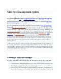Sales Force Management System