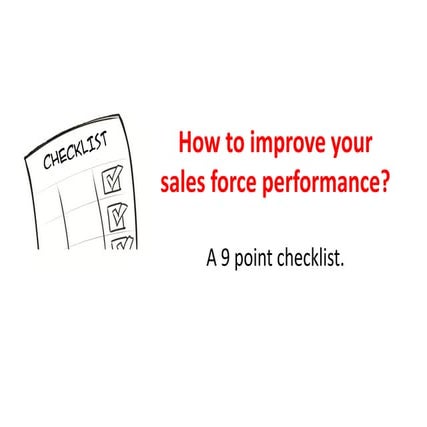 How to improve your sales force performance?