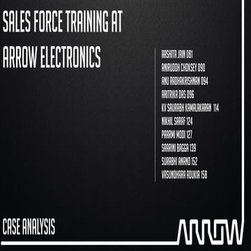 Sales Force Training at Arrow Electronics - Case Analysis