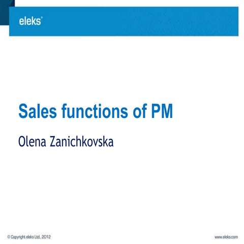 Sales functions of Project Manager