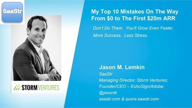 Sales Hacker Conference San Francisco - Jason Lemkin - The 10 Key Revenue Mis...
