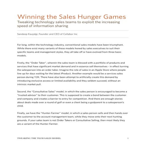Winning the Sales Hunger Games