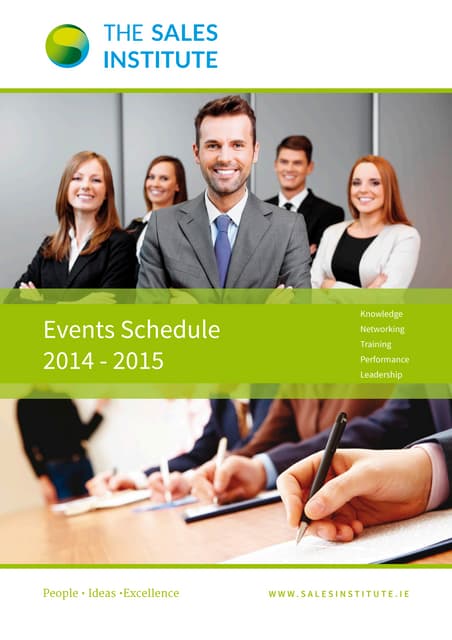 Sales Institute Schedule of Events 2014-15
