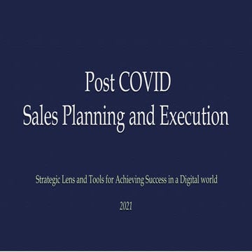 Post COVID  B2B Sales Planning and Execution 
