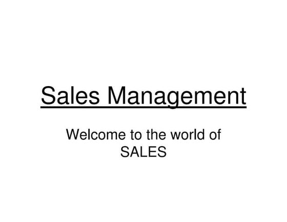 Sales Management