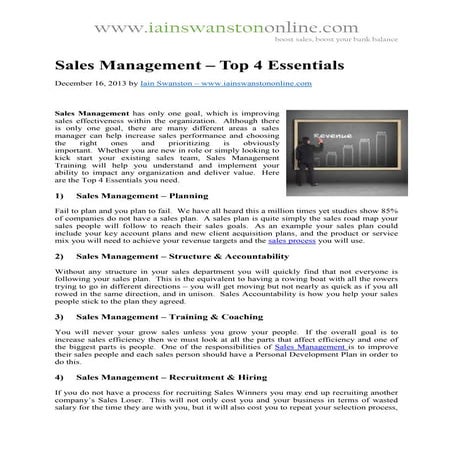 Sales Management - Top 4 Essentials