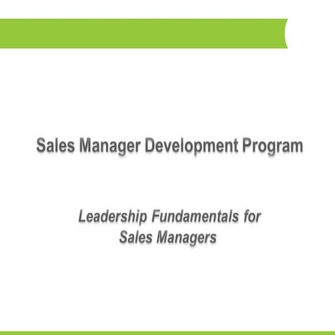 Sales manager development program