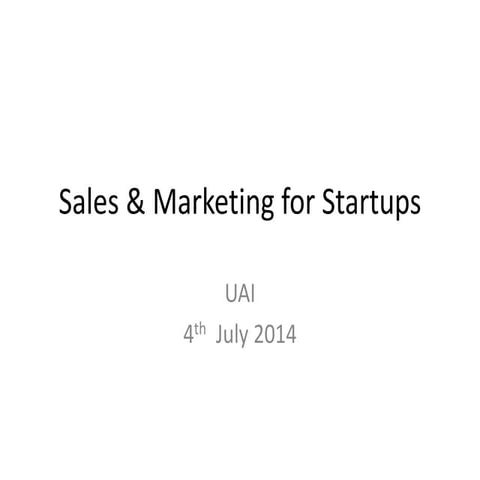 Sales & marketing for startups