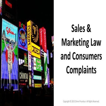 Sales & Marketing Law And Consumers Complaints