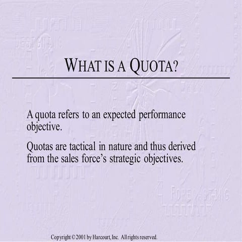 Sales objectives and quotas