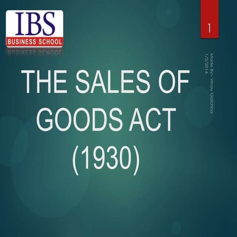 Sales Of Goods Act 1930