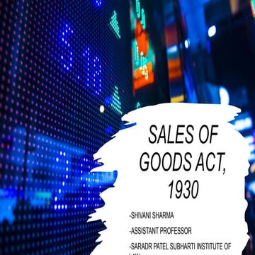 Sales of goods act, 1930