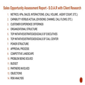 Sales opportunity assessment report   call center template