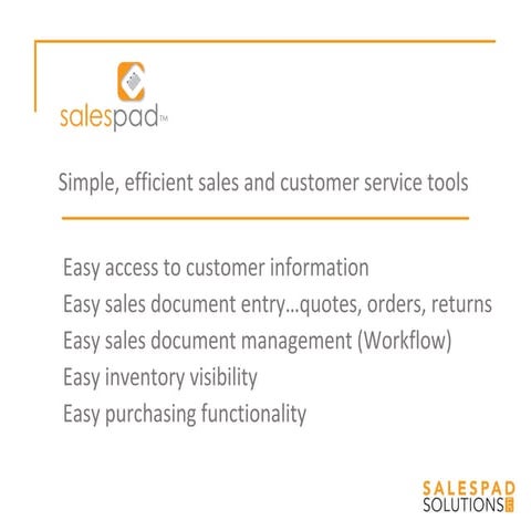 Sales Pad Overview