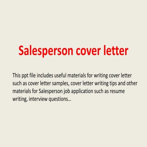 Salesperson cover letter