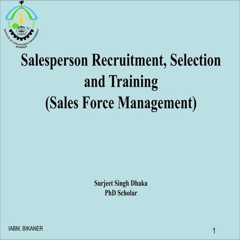 Salesperson selection and training