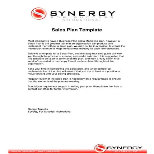 Sales plan template