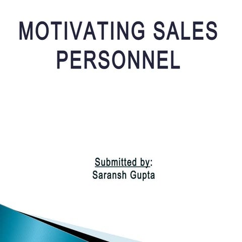 Motivating Sales Personnel