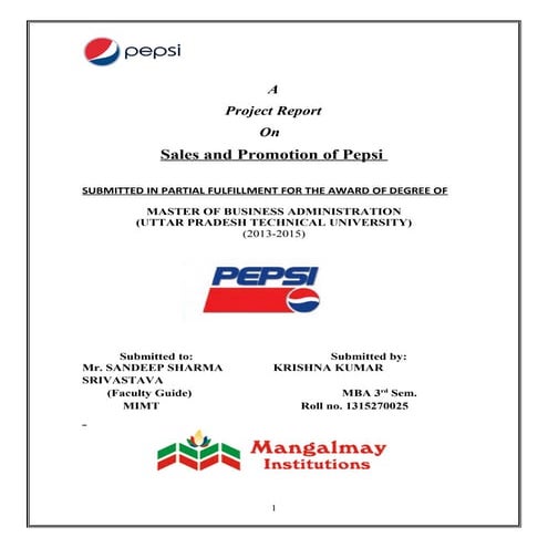 Sales & promotion of pepsi